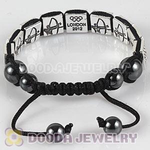 Handmade London 2012 Olympics Archery Square Alloy Bracelets With Hematite