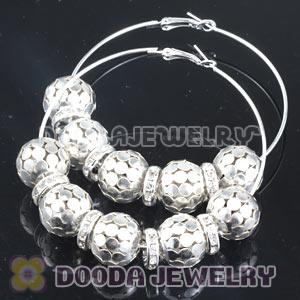 70mm Silver Basketball Wives Hoop Earrings With Alloy Ball Beads 
