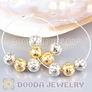 70mm Silver Basketball Wives Hoop Earrings With Alloy Ball Beads 