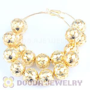 70mm Gold Basketball Wives Hoop Earrings With Alloy Ball Beads 