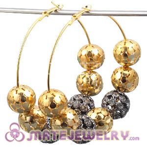 70mm Basketball Wives Hoop Earrings With Alloy Ball Beads 