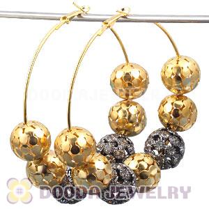 70mm Basketball Wives Hoop Earrings With Alloy Ball Beads 