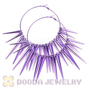 70mm Purple Basketball Wives Spike Hoop Earrings Wholesale