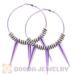70mm Purple Basketball Wives Spike Hoop Earrings Wholesale