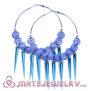 80mm Blue Basketball Wives Inspired Spike Hoop Earrings 