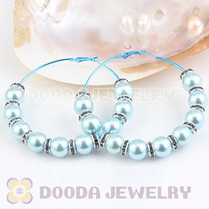 80mm Basketball Wives Hoop Earrings With ABS Pearl Beads 
