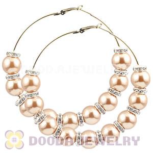 80mm Basketball Wives Hoop Earrings With ABS Pearl Beads 