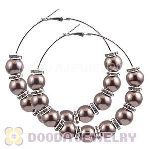 80mm Basketball Wives Hoop Earrings With ABS Pearl Beads 