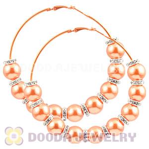 80mm Basketball Wives Hoop Earrings With ABS Pearl Beads 