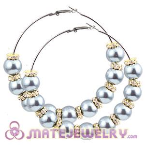 80mm Basketball Wives Hoop Earrings With ABS Pearl Beads 