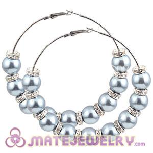 80mm Basketball Wives Hoop Earrings With ABS Pearl Beads 