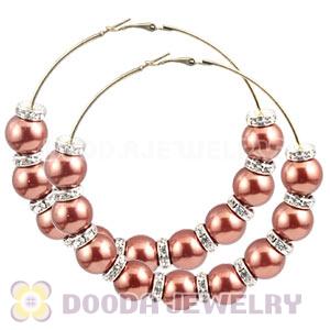 80mm Basketball Wives Hoop Earrings With ABS Pearl Beads 