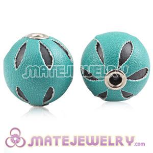 Wholesale 18mm Blue Basketball Wives Leather Beads For Earrings 