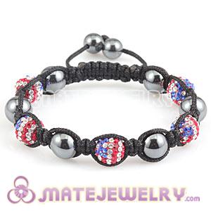 Handmade TresorBeads Bracelets With Pave Crystal Flag Of The USA Beads And Hematite