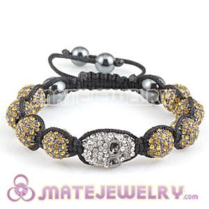 Fashion Crystal Ball Bead Bracelet With Crystal Skull Bead And Hematite 