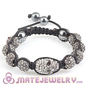 Fashion Crystal Ball Bead Bracelet With Crystal Skull Bead And Hematite 