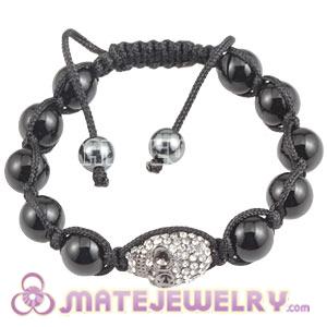 Black Onyx Handmade Bracelets With Pave Crystal Skull Bead 