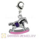 Platinum Plated Alloy Enamel European Jewelry Cockhorse Charms Wholesale