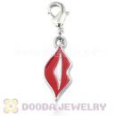 Platinum Plated Alloy Enamel European Jewelry Red Lips Charms Wholesale