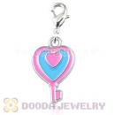 Platinum Plated Alloy Enamel European Jewelry Heart Key Charms Wholesale