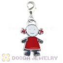 Platinum Plated Alloy Enamel European Jewelry Little Girl Charms Wholesale