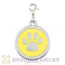 Platinum Plated Alloy Enamel European Jewelry Dog Paw Charms Wholesale