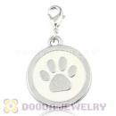 Platinum Plated Alloy Enamel European Jewelry Dog Paw Charms Wholesale