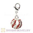 Silver Plated Alloy European Charms With Red Stone Wholesale