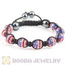 Handmade TresorBeads Bracelets With Pave Crystal Flag Of The USA Beads And Hematite