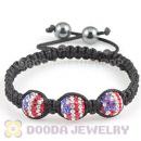 TresorBeads Macrame Bracelets With Crystal Flag Of The USA Beads And Hematite