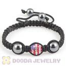 TresorBeads Macrame Bracelets With Crystal Flag Of The USA Beads And Hematite