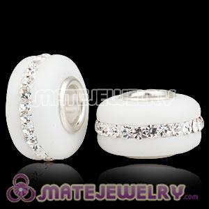 Wholesale Kerastyle White Frosted Glass Silver Core Bead With Austrian Crystal  