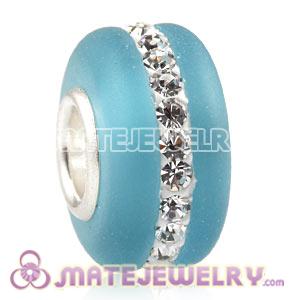 Wholesale Kerastyle Blue Frosted Glass Silver Core Bead With Austrian Crystal  