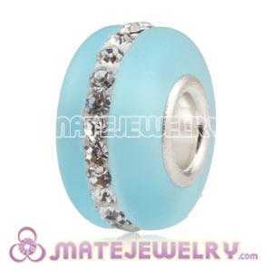 Wholesale Kerastyle Cyan Frosted Glass Silver Core Bead With Austrian Crystal  