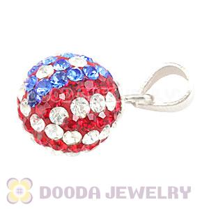 Sterling Silver 10mm Czech Crystal Flag Of USA Pendants Wholesale