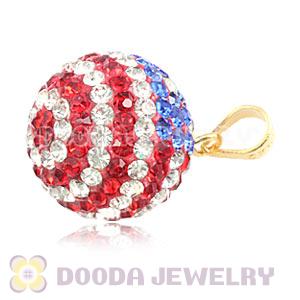 14mm Gold Plated Silver Czech Crystal Flag Of USA Pendants Wholesale