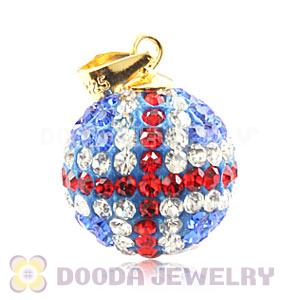 14mm Gold Plated Silver Czech Crystal British Flag Pendants Wholesale