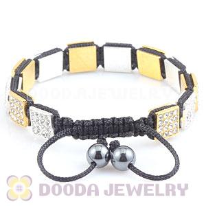 Handmade Pave Crystal Square Alloy Bracelets With Hematite