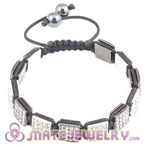 Handmade Pave Crystal Square Alloy Bracelets With Hematite
