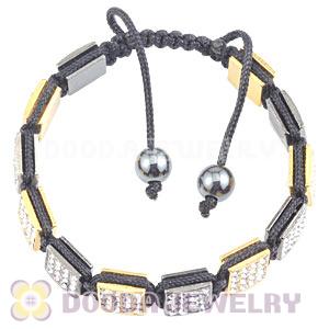 Handmade Pave Crystal Square Alloy Bracelets With Hematite