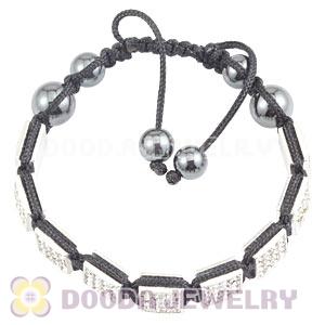 Handmade Pave Crystal Square Alloy Bracelets With Hematite