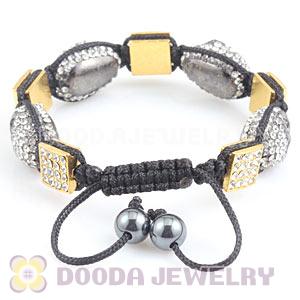 Handmade Pave Crystal Square Alloy Bracelets With Skull Bead