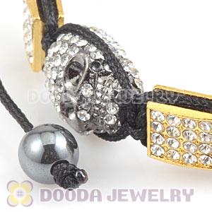 Handmade Pave Crystal Square Alloy Bracelets With Skull Bead