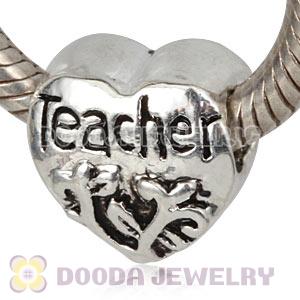 Wholesale Silver Plated European Teacher Heart Charms Bead 