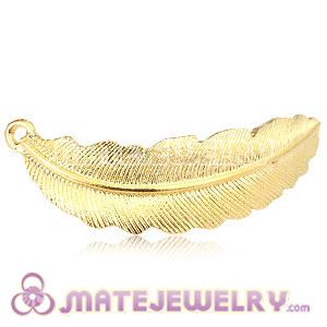 Wholesale Gold Plated Feather Quill Beaded Accessory For Bracelet 