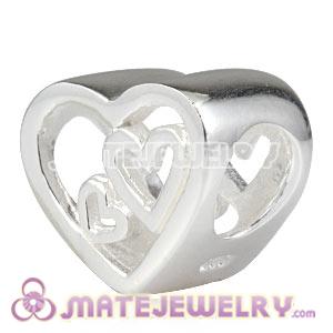 Wholesale 925 Sterling Silver European Big Heart Charms Beads 