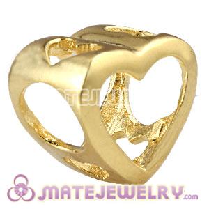 Wholesale Gold Plated Sterling Silver European Open Heart Beads