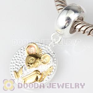 Gold Plated Sterling Chinese Zodiac Rat Dangle Charm Bead Wholesale