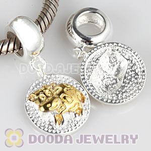 Gold Plated Sterling Silver Chinese Zodiac Ox Dangle Charm Bead Wholesale