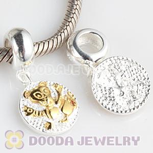 Gold Plated Sterling Silver Chinese Zodiac Tiger Dangle Charm Bead Wholesale